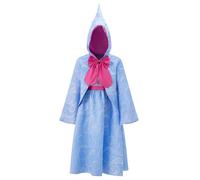 Anuedgis Women Halloween Fairy GodMother Costume Sleeveless Shirt Dress with Hooded Cape Cinderella Cosplay Costumes for Carnival Theme Party (A-Blue, S)