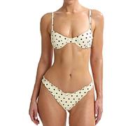 Anuedgis Women's Y2K Bikini Set Spaghetti Straps High Cut Cheeky 2 Piece Swimsuit Bathing Suit for Summer Beach Vacation (A-Yellow, S)