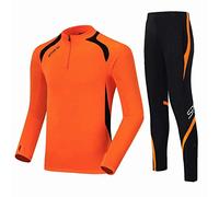 ANUFER Boy's Men's Long Sleeve Football Tracksuits Quick Dry Outdoor Sportswear Set SN071211 Orange M