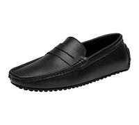 ANUFER Men's Classic Penny Loafers Flat Slip-On Soft Split Leather Moccasins Driving Shoes Black SN070440 UK5