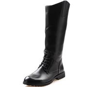 ANUFER Men's Dressy Under the Knee Pointed Toe Knight Boots Microfiber Leather Back Zipper Riding Boots Black SD5A1102 UK6