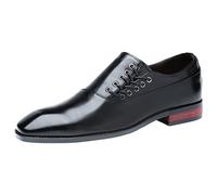 ANUFER Men's Handsome Unique Design Microfiber Leather Side Lace-Up Formal Dress Shoes Black SN071153 UK8