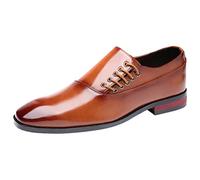 ANUFER Men's Handsome Unique Design Microfiber Leather Side Lace-Up Formal Dress Shoes Brown SN071153 UK9.5