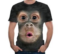 ANUFER Unisex Adult Novelty 3D Digital Print Gorilla T-Shirt Short Sleeve Tops Blouse Tee Black SN07612 XL