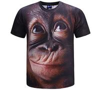 ANUFER Unisex Adult Novelty 3D Digital Print Gorilla T-Shirt Short Sleeve Tops Blouse Tee Coffee SN07612 2XL
