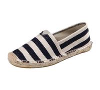 ANUFER Unisex Men's Women's Flat Espadrilles Comfortable Slip-on Canvas Loafers SN0706168 Navy Stripe UK9
