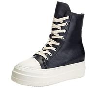 ANUFER Women's High Top PU Leather Sneakers Platform Lace-Up&Side Zip Casual Sports Shoes Black SN0707149 UK5