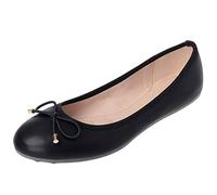 ANUFER Women's Lovely Bowknot Soft Slip-on Ballet Flats Pumps Dolly Shoes Round Toe Black SN02752 UK4.5=EU37.5=CN38