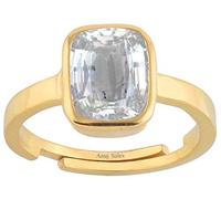 Anuj Sales 10.00 Ratti A Quality Certified Adjustable Gold Ring Unheated Natural White Sapphire Pukhraj Loose Gemstone Loose Gemstones Gold Plated White Sapphire