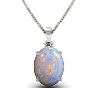 Anuj Sales 10.25 Ratti 9.00 Carats Opal Silver Plated Pendant Natural & Certified White Opal Astrology Gemstone Silver Plated Pendant for Men and Women Lab Certified, Loose Gemstone, Opal, Loose