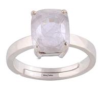 Anuj Sales 12.25 Ratti / 11.45 Carat Silver Ring, Natural White Sapphire Stone Certified Safe Pukhraj Adjaistaible Ring, Birthstone, Precious Loose Gemstone Loose Gemstone, White