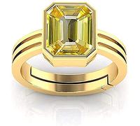 ANUJ SALES 14.25 Carat 13.00 Carat Gold Plated Ring No Treatment Quality Natural Yellow Sapphire Gold Plated for Men and Women Gold Plated Sapphire Gold Plated Yellow Sapphire