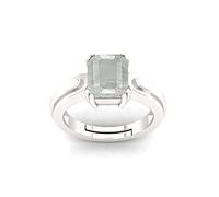 Anuj Sales 15.25 Ratti 14.50 Carat A Quality Certified Adjustable Silver Ring Unheated Untreated Natural White Sapphire Pukhraj Loose Gemstone (Lab Certified), Silver Plated