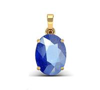 Anuj Sales Neelam 6.50 Carat Blue Sapphire Pendant with Gold Plated Birthstone from Panchdhatu and Astrology Rashi Ratan Pendant for Men Women Gemstone Blue Sapphire Gemstone Blue
