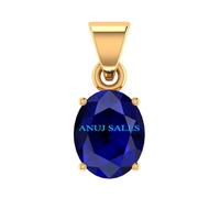 Anuj Sales Neelam Blue Sapphire 8.25 Ratti Certified Panchdhatu Gold Plated Birthstone/Astrology/Rashi Ratan Pendant for Men and Women, Gemstone, Blue Sapphire Gemstone Blue Sapphire