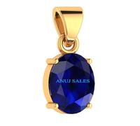 Anuj Sales Neelam Blue Sapphire 9.25 Ratti Certified Panchdhatu Gold Plated Birthstone/Astrology/Rashi Ratan Pendant for Men and Women, Gemstone Blue Sapphire