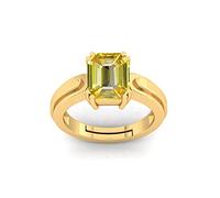 ANUJ SALES Pukhraj Natural Yellow Sapphire Gemstone Ring Quality 7.25 Ratti Certified No Heating for Women and Men (Lab Certified), Gold Plated, Yellow Sapphire