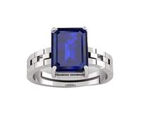 ANUJ SALES Untreatet 20.00 Carat AA Quality Natural Blue Sapphire Neelam Silver Plated Adjustable Gemstone Ring for Men and Women (Lab - Certified), Silver Plated, Blue Sapphire
