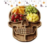 Anulely Charcuterie Platter, Wood Skull Shape Aperitif Dish, Spooky Charcuterie Serving Boards for Meat Cheese Fruit Halloween Holiday Christmas Wedding Restaurant