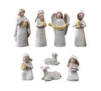 Anulely Christmas Nativity Scene Decoration, 10 Pieces Christ's Birth Decorations of Jesus, Virgin Mary Resin Table Figurines, Christmas Nativity Set Christmas Decorations
