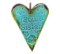 Anulely Funny Ornament For Your Soul Sister, Ceramic Retro Sisterhood Drop Sign Souvenir, Ceramic Heart Ornament For Bestie Soul Sister New Year Friendship