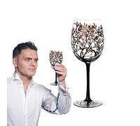 Anulely Hand Painted Wine Glasses - Artisan Painted Glasses Four Seasons Tree | Hand Painted Art Wine Glasses, Lolita Wine Glasses, Large Glass for Wine Lovers, Must Have