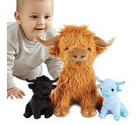 Anulely Highland Cow Plush | Lifelike Highland Cow Plush Toy - Cow Plush Animals for and Adults, Soft and Cuddly Highland Cow Plush Animal, Home Decoration