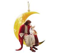 Anulely jesus ornaments for christmas tree ornaments christmas tree decorations acrylic tree ornaments for wedding party holiday christmas decorations dog and jesus sitting on moon