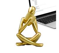 Anulely Reading Sculpture - Aesthetic Sculpture Room Décor - Golden Figurine Reading Book, Modern Home Decor For Living Room Bookshelf Shelf