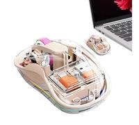 Anulely Silent Mouse Wireless - Transparent Tri-Mode Computer Mouse Rechargeable,No Noise Mouse for Working Learning and Game Playing for Living Room, Dormitory, Library