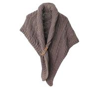 Anulely Women's Shawl Sweater | Knit Thick Loose Shawl for Women, with Buckle Artificial Leather Knitted Triangle Crochet Scarf Casual Cape for Autumn