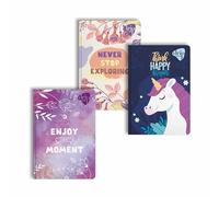 Anupam Drip Journal 160 Pages, 80 GSM Ruled Paper | 4-Colour Designer Inside Pages | Soft Cover | A5 Size for Notes & Planning (Enjoy Every Moment & Never Stop Exploring & Think Happy Thoughts)