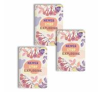 Anupam Drip Journal 160 Pages, 80 GSM Ruled Paper | Vibrant 4-Colour Designer Inside Pages | Soft Bound Aesthetic Cover | A6 Size for Journaling, Notes & Planning (Never Stop Exploring, Pack of 3)