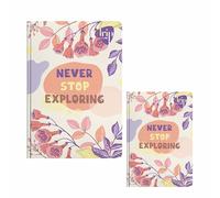 Anupam Drip Journal 160 Pages, 80 GSM Ruled Paper | Vibrant 4-Colour Designer Inside Pages | Soft Bound Aesthetic Cover | A5 & A6 Size for Journaling Notes & Planning (Never Stop Exploring, Pack of 2)
