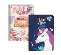 Anupam Drip Journal 160 Pages, 80 GSM Ruled Paper | Vibrant 4-Colour Designer Inside Pages | Soft Bound Aesthetic Cover | A5 Size for Notes & Planning (Never Stop Exploring & Think Happy Thoughts)