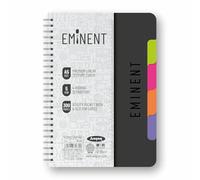 Anupam Eminent 5 Subject Notebook A5, 70 GSM, 150 Sheets (300 Pages), College Ruled Spiral Notebook with One Pocket, Movable Dividers, Front/Back Plastic Covers, Multi Subject Notebook | 14 cm x 21 cm