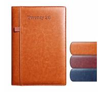 Anupam Exec 2026 Diary with Dates - A5 (21x14cm) 80 GSM Daily Planner Full Page Per Day with Monthly Calendar, 365 Days New Year Diary, Pen Holder, Leather PU Cover, Daily Diary for Office - Tan