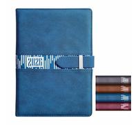 Anupam Slide Diary 2026 with Dates, Full Page Per Day with Monthly Calendar, New Year Diary 2026 size B5 (25x17cm) 365 Days Lines Textured PU Cover, Pen Holder and LoopClosure 80 GSM (Blue)