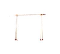 Anuradha Art Jewellery’ authentic studded pearl and red stone design Mundavalya for the bride and groom.