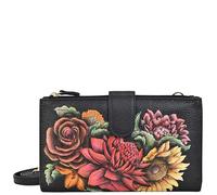Anuschka 1113 Cell Phone Case & Wallet, Women’s Hand-Painted Genuine Leather Wallets - Flaming Blossoms