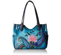 Anuschka Anna Women's, Handpainted Leather Medium Shoulder Bag, Denim Paisley Floral, One Size
