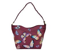 Anuschka Hand-Painted Genuine Leather Shopper Bag, Fabulous Flutter Ruby, One Size