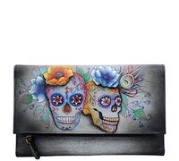Anuschka Hand Painted Leather Women'S Three Fold Clutch, Calaveras De Azucar