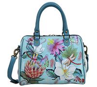 Anuschka Hand Painted Leather Women's Zip Around Classic Satchel - Jardin Bleu