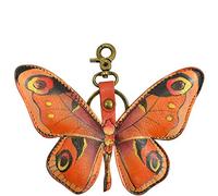 Anuschka Handpainted Leather Keyring/Charm, Earth Song - Orange