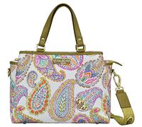 Anuschka Multicompartment Satchel-Wanderlust Collection-Nylon Fabric with Leather Trim and Artwork Print, Boho Paisley, One Size