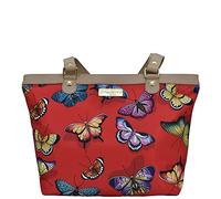 Anuschka Wanderlust Collection Zip Top City Tote - Nylon Tote Bags for Women - Butterfly Heaven Ruby