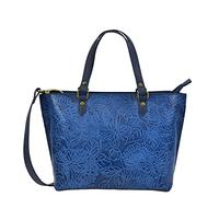 Anuschka Women Original Hand-Painted Leather Medium Tote, Tooled Butterfly Ocean, One Size