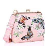 Anuschka Women’s Hand-Painted Genuine Leather Medium Frame Satchel - Butterfly Melody