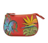 Anuschka Women’s Hand-Painted Genuine Leather Medium Zip Pouch - Coin and Key Pouch - Zippered, 2 Key Fobs, Island Escape, One Size
